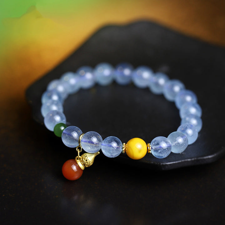 Bransoletka z akwamarynowo-czerwonym agatem Peace Gourd Charm