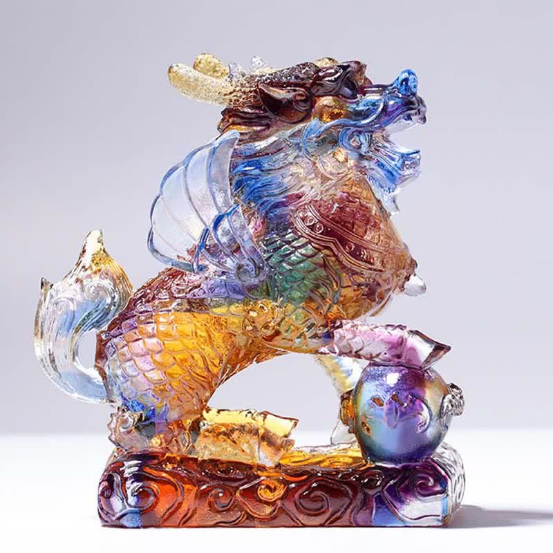 Feng Shui Kirin ręcznie robiony kryształowy element sztuki Liuli Fortune Home Office Decoration