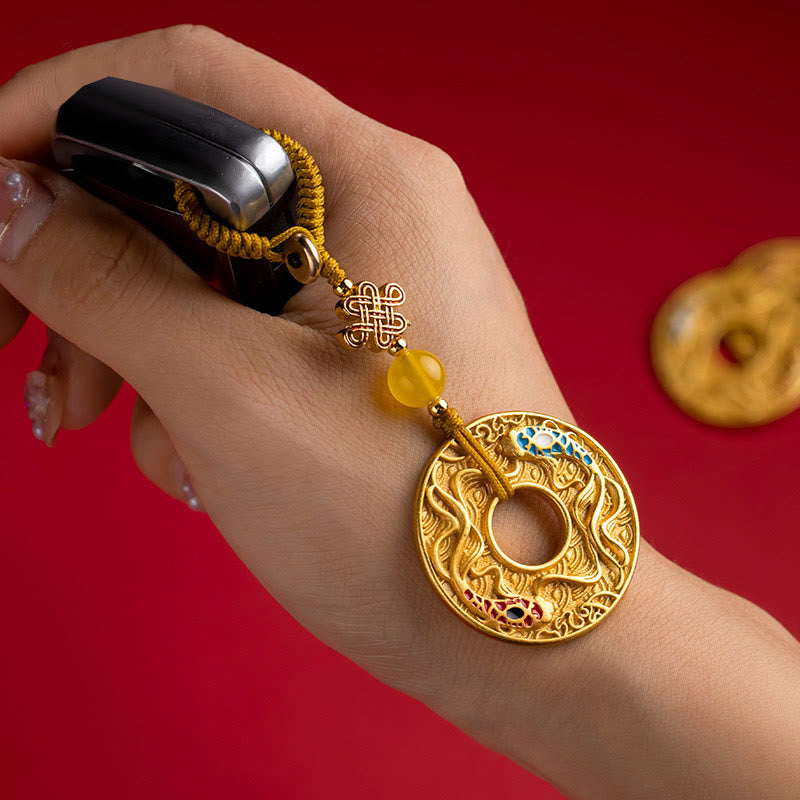 Buddha Stones Podwójna Ryba Koi Klamra Spokoju Brelok Do Kluczy Bogactwo Szczęście