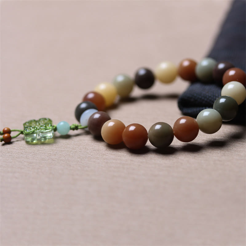 Buddha Stones Naturalne Wielokolorowe Gradientowe Nasiona Bodhi Liuli Szklana Bransoletka z Urokiem Pokoju