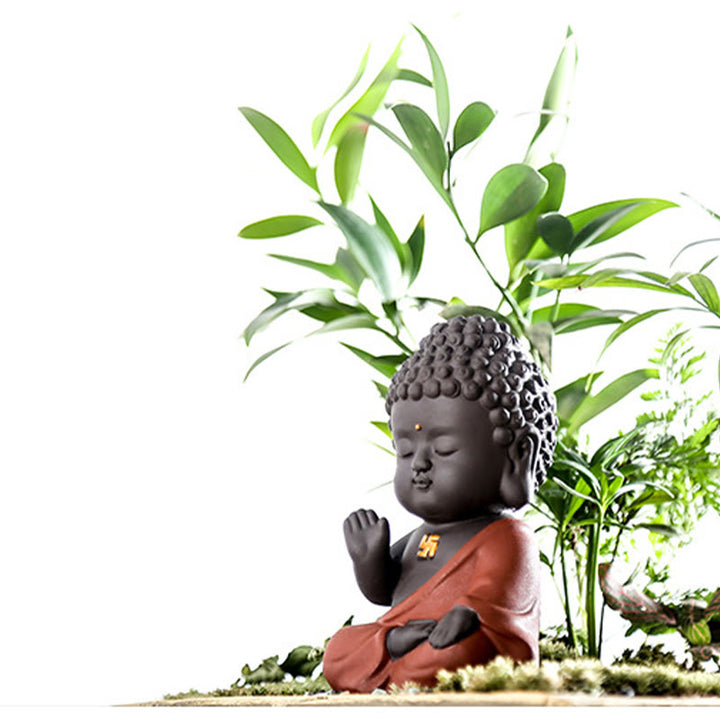 Buddha Stones Mały Budda Spokój Fioletowa Glina Dekoracja Biurka Domowego